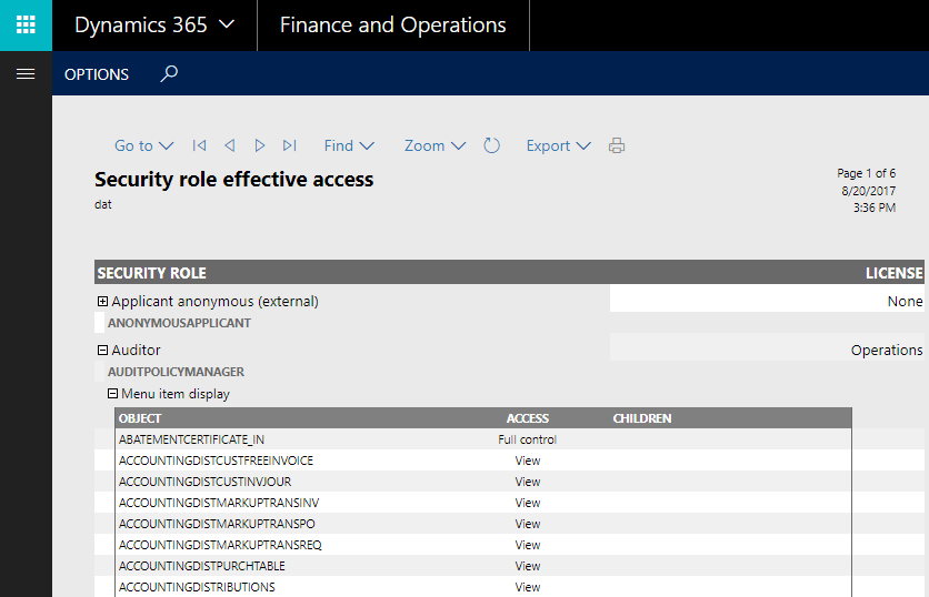 Ax D365fo Use Security Role Access Report To Investigate Which User Roles Have Visibility 7158